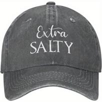 Extra Salty Slogan Baseball Cap Distressed Dad Hat Unisex Cotton Casual Sun Protection Can Be Adjusted