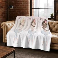 Elegant Ballet Dacing Girl Ballerina Cartoon Flannel Blanket,Cozy Soft Throw Blanket for Home Bedroom Bed Sofa Cover Gift Kids 75x90cm