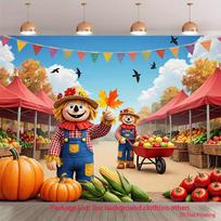 2D Blue Sky Fall Festival Backdrop for Thanksgiving Decoration 47.2x31.5inch/120*80cm
