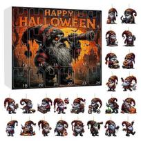 Halloween Gnome Advent Calendar 24 Days Countdown Calendar 2D Acrylic Pumpkin Gnome Hanging Ornaments for Halloween Home Decor C