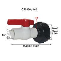 IBC S60*6 Water tank Ball valve G1 3/4'' 1/2'' PVC Material Garden Water Pipe Fittings Valve Switch Connection Adapter faucet