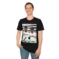Hank Aaron Wilie Mays Photo Art Baseball Team T-Shirt, Unisex Tee Sports L