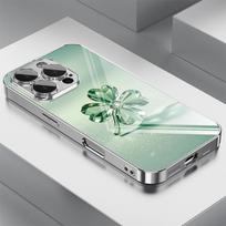 Light Green Clover Glass Phone Case For vivo V50 V40 Y29 V30E Y28 V30 V40E Y78 Y27 V29E Y78 Y36 Y35 V27E V29 Pro Plus Lite 4G 5G vivo Y03 4G