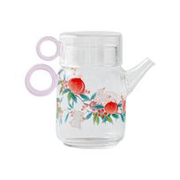 Cartoon Rabbit Water Pitcher Mini 120ML Teapot With Teacup Sets Glass Carafe and Glass Set Water Jug Portable 101-200ml rožinė