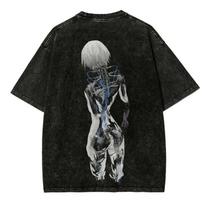 Neon Genesis Evangelion Rei Ayanami Cyborg Body Vintage Washed Anime TShirt Unisex Mecha Anime Fan Streetwear Tee  Cotton Casual Short Sleeve S