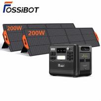 FOSSiBOT F2400 portable electric generator with 400W solar panel, LiFePO4 battery, home/camping/RV solar generator