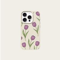 Purple tulip pattern phone case suitable for iPhone 17 16 15 14 13 12 11 Pro/Max/Plus anti drop and shockproof back cover iPhone 14