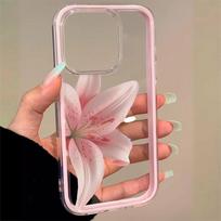 Lily Flower Colorful 2-in-1 Phone Case Suitable for iPhone 17 16 15 14 13 12 11 Pro/Max/Plus Anti Drop and Anti Shock Back Cover iPhone 14 rožinė