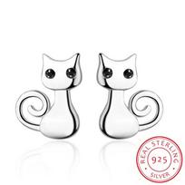 Cat Collection 925 Sterling Sidabriniai Lipni Kačių Gyvūnų Maži Auskarai Moterims Madingi Sidabriniai papuošalai Sce450