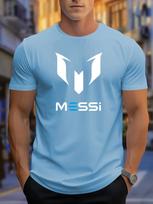 2025 m. vasaros nauji vyriški marškinėliai su Messi atspaudu, apvaliu kaklu, laisvalaikio, madingi ir lengvi poliesterio vyriški marškinėliai#Spalva S juoda