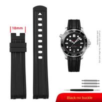 Skirta Omega naujam Seamaster 300 visatos 007 lenktu galu fluorizuoto gumos silikono laikrodžio apyrankė 20mm 22m Laikrodžio minkštas dirželis Vyriškas Pakeitimas 20mm