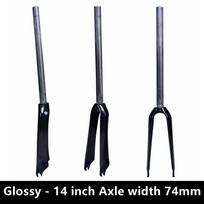 Carbon Fiber Fork Bike Folding BMX Bicycle Front Fork Parts V Brake 14 16 18 20 22 inch Axle width 74mm or 100mm Gloss 14 inch 74mm