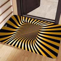 Trippy Yellow Black Stripe Vortex Optical Illusion Non-slip Carpet  Washable Door Mat for Entryway Livingroom  Home Decoration 40cm x 60cm