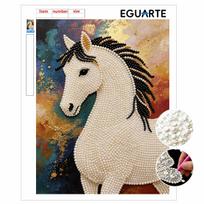 DIY Pearl Art Painting Majestic Horse Handmade Craft Modern Wall Decor Leisure Relax Activity Nice Gift for Novice Art Practitioners Home 30x40