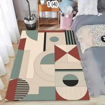 Rectangular Area Rug with Modern Geometric Bauhaus Patterns in Warm Earthy Tones for Living Room Bedroom Nursery and Home Decor 40X60CM