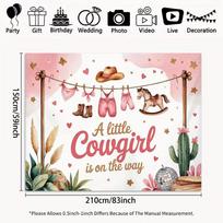 2D Western Cowgirl Baby Shower Backdrop with Clothesline Photo Booth 47.2x31.5inch/120*80cm