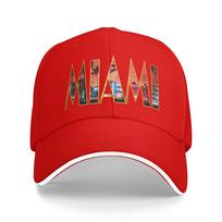 Miami s  Sandwich Cap Unisex FittedBaseball Caps  Hats Breathable Polyester Sun Hats Summer Cap One Size