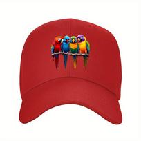 Vibrant Parrot Print Baseball Cap Unisex Polyester Adjustable Outdoor Sports Casual Hat One Size