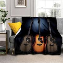 Electric Guitar 3D Classical Guitar Blanket,Soft Throw Blanket for Home Bedroom Bed Sofa Picnic Travel Office Cover Blanket Kids 75x90cm