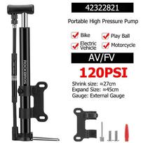 ROCKBROS 120PSI Bicycle Pump Portable Air Inflator Bike Pump with Gauge AV FV Schrader Presta Valve Pump Cycling Accessories 42322821 Black