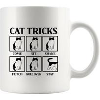 11 Oz White Ceramic Mug with Cat Tricks - Perfect Gifts for Cat Enthusiasts - Stylish Drinkware - Safe for Microwave And Dishwas 320ml