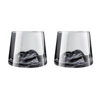 2pcs Set Elegant Modern 3D Mountain-Themed Glass Cups for Whiskey, Coffee & Water - Glass Tumblers for Parties, Gatherings 250ML