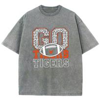 Go Tigers Letter Print Women TShirt Wash Oversized Unisex Couple Short Sleeve Street Hip Hop Top Sweetheart Yk Tees S