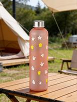 1000ml (34fl oz) Tulip Pattern Water Bottle, Summer Water Kettle, Portable Leak-Proof Cup, Ideal Gift for Friends Students 1.0L rožinė