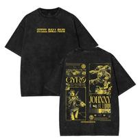 Johnny Joestar JoJos Bizarre Adventure T Shirt For Mens Clothing Washed Cotton Casual Tshirt Short Sleeve Loose Tees Tops M