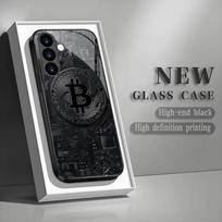 Bitcoin patterned glass phone case suitable for Samsung Galaxy S26 S25 S24 S23 S22 S20 FE Ultra Plus 5G anti drop back cover GalaxyS23plus