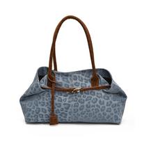 Women Leopard Print PU Leather Shoulder Bag Fashion Large Capacity Tote Handbag With Short Handle For Daily Commute mėlyna