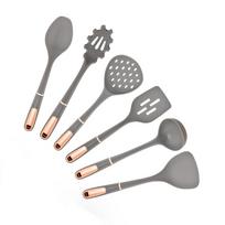 6/7 vnt rožiniu auksu dengtos rankenos silikoninių indų rinkinys su laikymo stovu Valgio šaukštas Menteles sriubos šaukštų rinkinys 6pcs gray