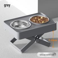 Reguliuojamas pakeltas nerūdijančio plieno dvigubas šunų dubenėlis didelėms veislėms Elegant Gray