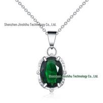 AAAA Zircon Silver Green Diamond Trendy Korean Necklace