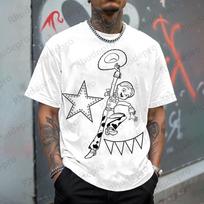 Trendy and Casual Toy Story Buzz Lightyear and Woody Printed Mens Summer Harajuku Casual and Versatile Mens Tshirts S