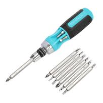 DURATECH Interchangeable Screwdriver Set with Ball and Ratchet Bits for Furniture and Automotive Repair 12-in-1 Quick-Release Grip, Phillips,