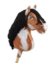 Hobby Horse Large Premium Stick Horse - Piebald Tobiano with Black Mane A3