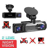 3-Channel Car Black Box - WiFi DVR, HD 1080P Video, Front Built-in & Rear Camera, IR Night Vision, Car Accessory 2 LENS