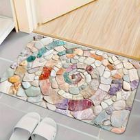 VIKAMAColorful Stone Spiral Quick-Absorbing Diatomite Bath Mat Quick-Dry Rug for Entrance, Bathroom, Kitchen, Living Room, Bar, 40cm x 60cm