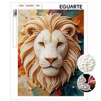 Handmade Exquisite Gold Lion Pearl DIY Painting Creative Interior Wall Art Fine Gift For Household Home Space Beautification Wall Decor 30x40cm