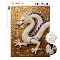 Handmade Elegant Chinese Dragon Pearl DIY Painting Creative Interior Wall Art Fine Gift For Household Home Space Beautification Exquisite Decor 30x40cm