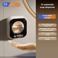 Sensor-operated hand sanitizer dispenser with USB charging, battery and time display, compatible with foam/liquid. balta