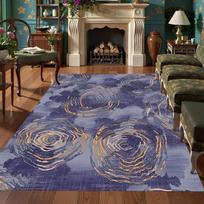 Navy Blue Gold Swirl Area Rug Modern Artistic Circular Pattern Durable Stain Resistant Carpet for Living Room Bedroom Entryway 40x60cm