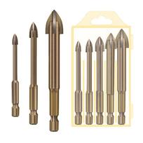Set of 5 Triangular Cross Drill Bits with Hex Shank for Precision Drilling in Various Materials Suitable for Power Drills and Handheld Drilling Tools One Size bronza