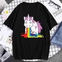 Funny Unicorn Rainbow Printed Summer Men's High Quality T Shirts Tops Casual Cartoon T-shirts Tops Summer Fashion Women's Top S įvairiaspalvis