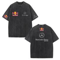 XHBC 2026 Summer F1 Racing Suit Red Bull Short Sleeved Vintage Wash T-shirt Round Neck T-shirt S juoda