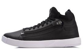Li Ning Chillout Zip Lightweight Mid top Skateboard Shoes Women's Black White AGBN026-1 35.5