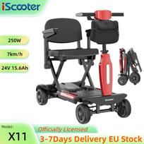 iScooter X11 7KM/H Foldable Four-Wheel Scooter Suitable For Seniors/Disabled People 250W Motor 24V 15.6AH Battery Range 30KM Electric Scooter X11 7KM/H raudona