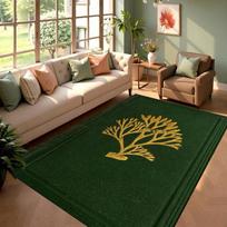 Luxury Gold Elephant Fern Area Rug Carpet Mat Rug Home Decoration Dark Green Pattern Non Slip Floor Rug for Living Room 40X60CM