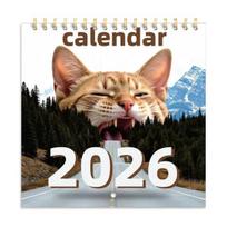 2026 Sieninis kalendorius 2026 Saus. gruod. 2026 12 mėnesių planuotojas su juokingomis kačių nuotraukomis, spiraliniu segimu, pakabinamas ant sienos kalendorius kačių mylėtojams 1pc
